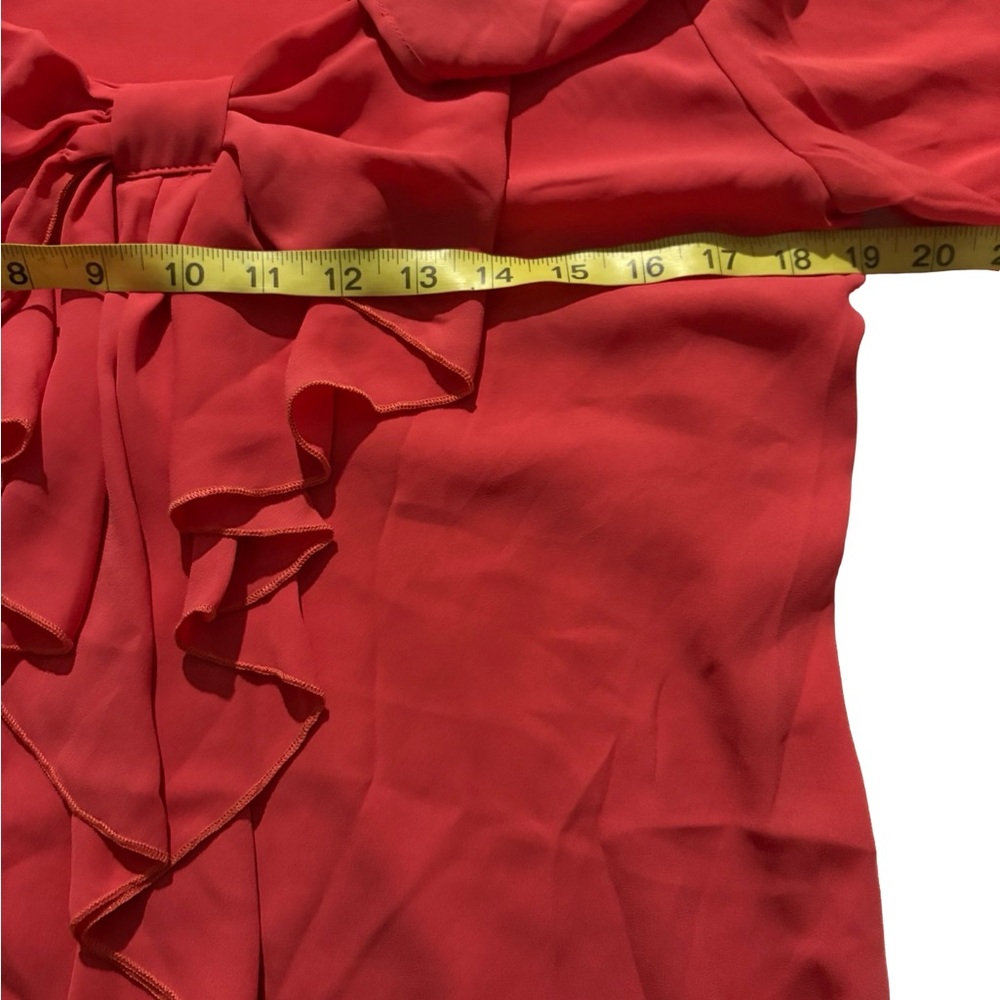 Investments Red Ruffle Bow Front Blouse - Picture 9 of 14
